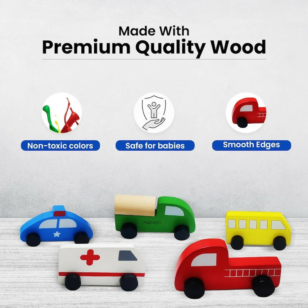 Matoyi Wooden Emergency Toy Vehicle Set of 5 - Grab2buy