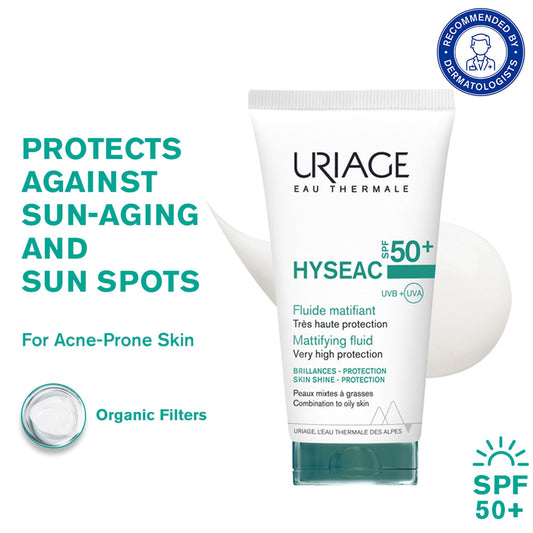 Uriage Hyseac Mattifying Fluid SPF50+ Light & Matt Texture Combination Oily Skin Dermat Recommended Grab2Buy Uriage Grab2Buy
