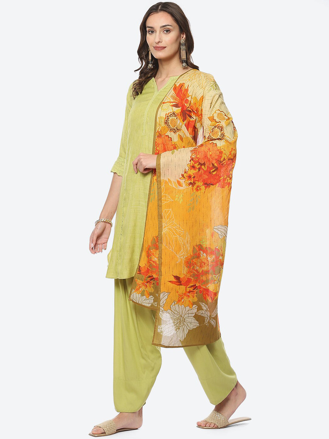 Biba Woven Design Thread Work Kurta with Salwar & Dupatta - Grab2buy