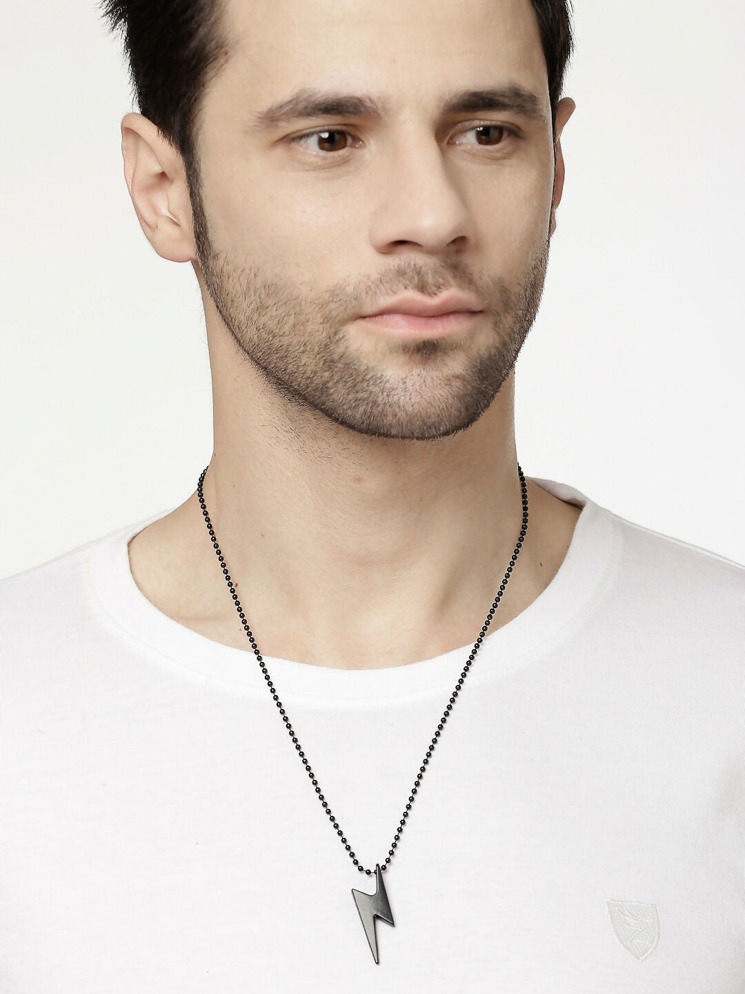 NVR Men's Set of 2 Black & Silver Flash Pendent With Chain - Grab2buy