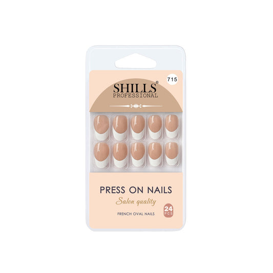 Shills Professional Reusable Press On Nails French Oval - SPN715