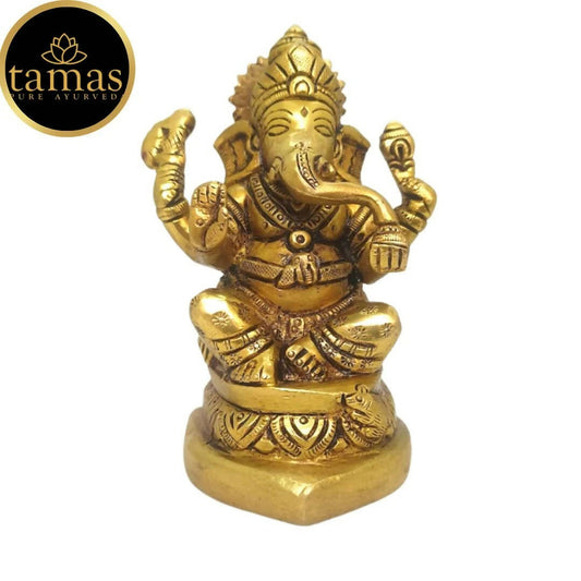 Tamas Brass Handmade Ganesh Statue | Good Luck & Prosperity | Golden