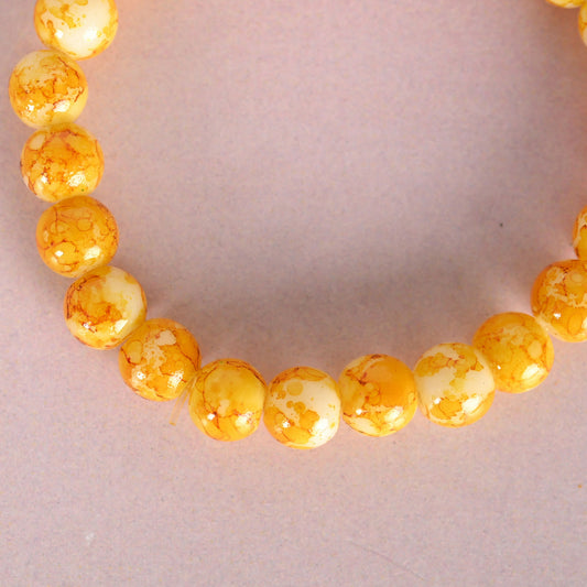 NVR Men & Women Yellow Marbel Crystal Elasticated Bracelet | Grab2Buy