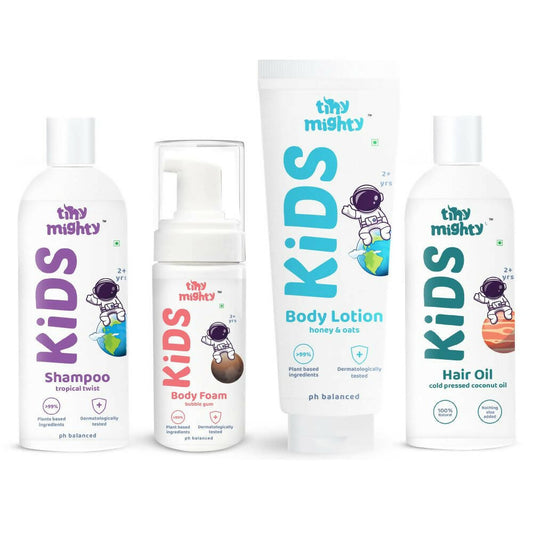 Tiny Mighty Kids Shampoo, Body Lotion, Foam Wash & Hair Oil Combo Grab2Buy Tiny Mighty Grab2Buy