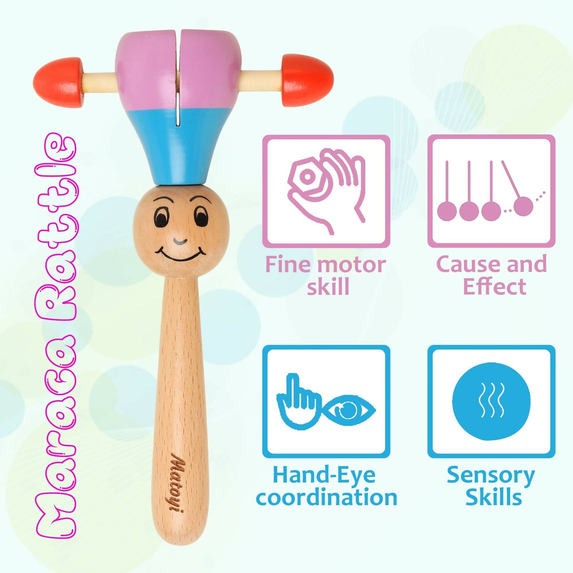 Matoyi Trapezium Rattle & Cat Stacker & Maraca Rattle For Kids - Grab2buy