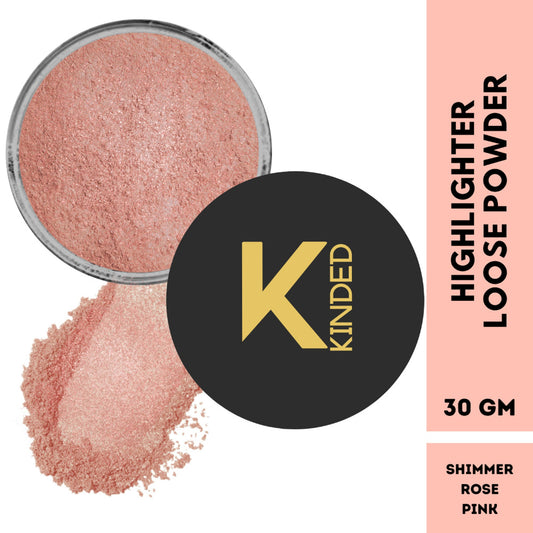 KINDED Highlighter Loose Powder - Shimmer Rose Pink