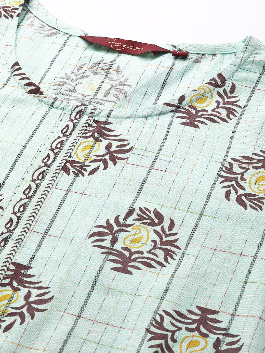 Sangria Women Blue & Brown Ethnic Motifs Printed Kurta - Grab2buy