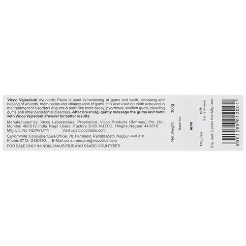 Vicco Vajradanti Ayurvedic 18 Herbs and Barks Toothpaste Grab2Buy Vicco Grab2Buy