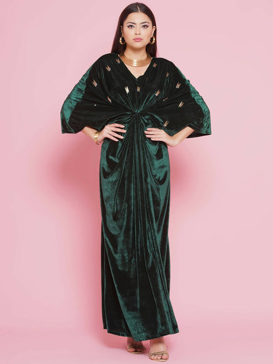 Women Republic Green Velvet Hand Embellished Gown - Grab2buy