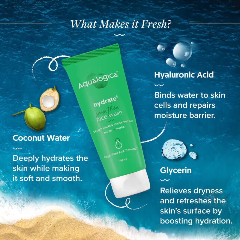 Aqualogica Hydrate+ Smoothie Face Wash with Coconut Water & Hyaluronic Acid - Distacart