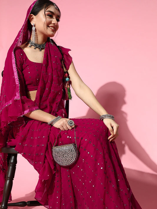 Tikhi Imli Embellished Poly-Georgette Grab2Buy with Solid border