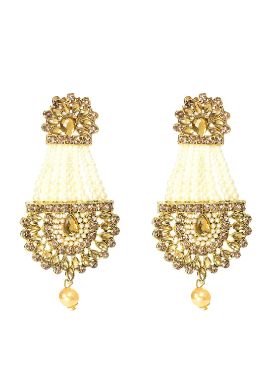 Mominos Fashion Johar Kamal Earrings With Kundan & Pearls Work