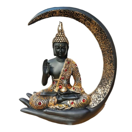 Defabmart Polystone Sitting Half Moon Buddha - Grab2buy