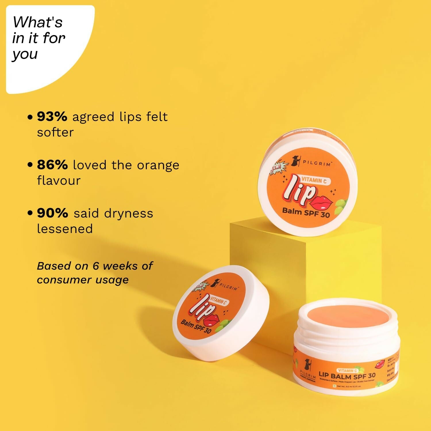Pilgrim Vitamin C Lip Balm SPF 30 with Australian Kakadu Plum & Shea Butter For Smooth Soft Lips, Soothing & Hydrating Dry & Chapped Lips - Grab2buy