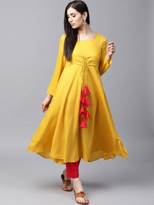 Aks Women Tasseled Anarkali Kurta