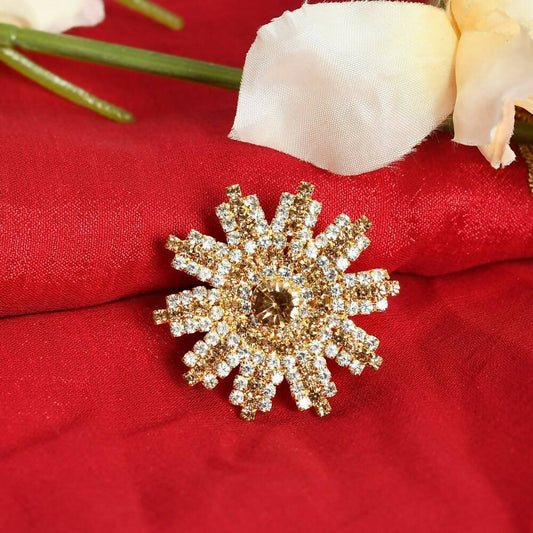 Mominos Fashion Joharkamal Gold-Polished AD Studded Adjustable Finger Ring
