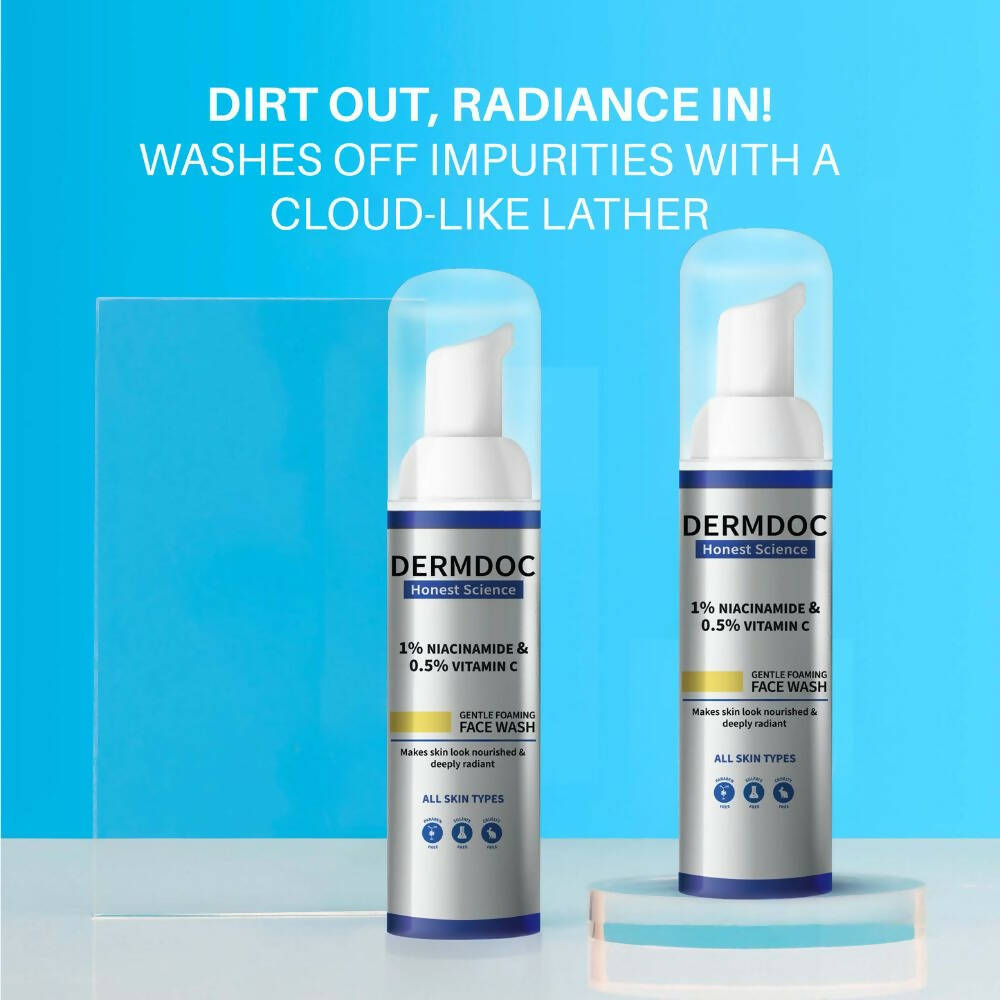 Dermdoc 1% Niacinamide & 0.5% Vitamin C Gentle Foaming Face Wash - Grab2buy