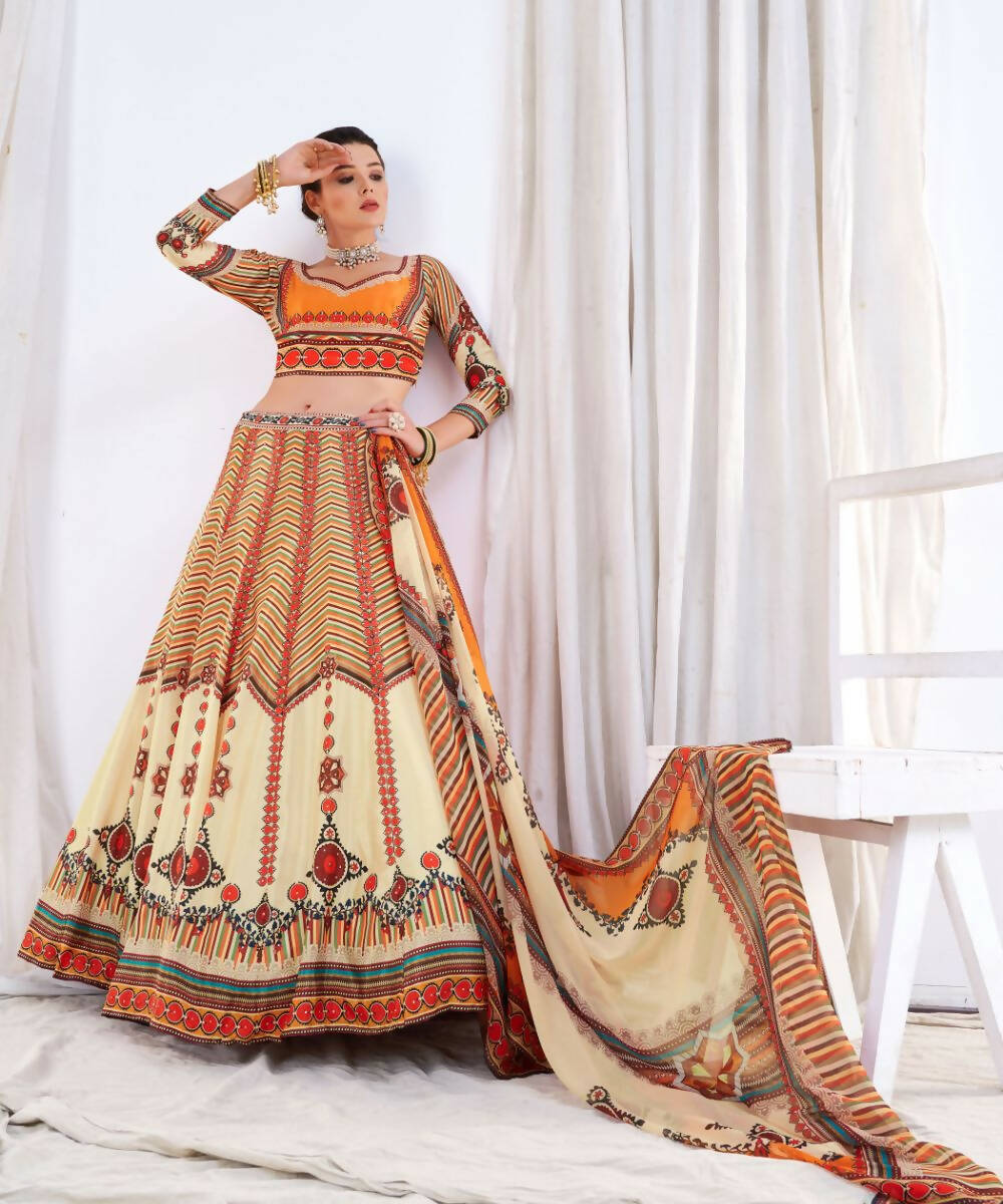 Wedding Designer Offwhite Chinon Lehengha Choli - Anbazaar - Grab2buy