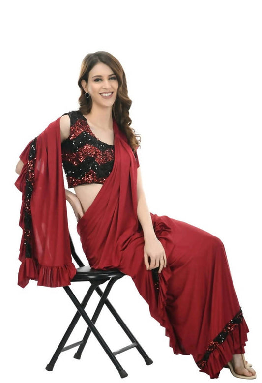 Mominos Fashion All Season Wear Olive Red And Black Ruffled