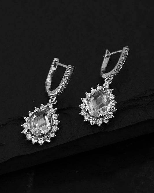 Gold-Polished Contemporary Drop Earring With Dangling Cz Stone - Wahe Jewels Noz2Toz