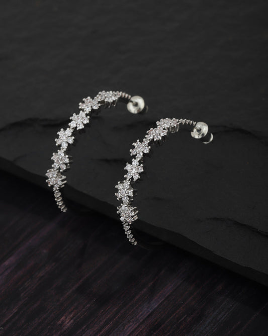 Rhodium Plated Multi-Coloured Cz Ear Cuff Earring For Women - Wahe Jewels Noz2Toz