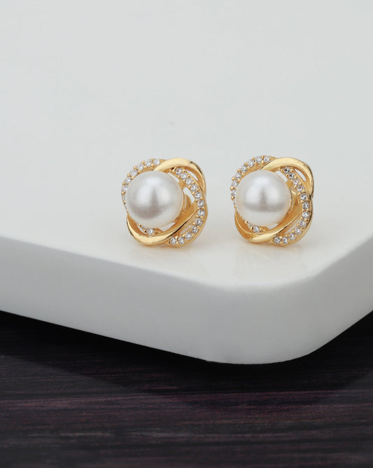 Gold-Polished Oval Ear Hook Earring For Women - Wahe Jewels | Grab2Buy