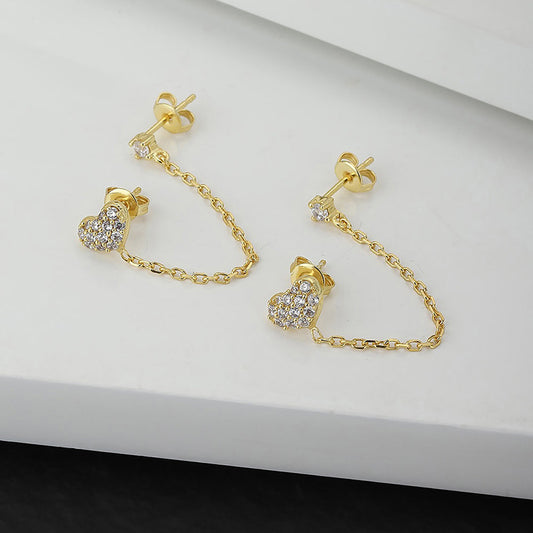 Women'S Brass Gold-Polished Heart Shaped Studs Earrings - Wahe Jewels Noz2Toz