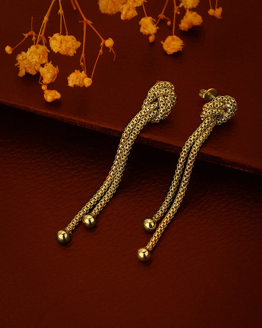 Gold-Polished With Cz Floral Drop Earring For Women - Wahe Jewels Noz2Toz