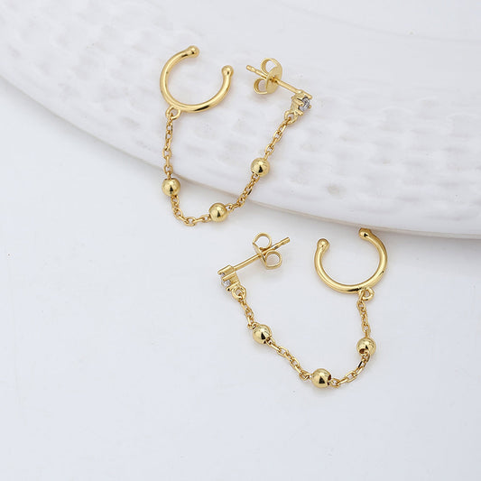 Women'S Gold Western Brass Cubic Zirconia Post And Back Gold-Polished Single Contemporary Drop Earrings - Wahe Jewels Noz2Toz