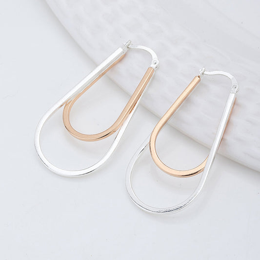 Women'S Silver Western Brass Na Fish Hook Ear Wire Rhodium - Plated Single Oval Hoop Earrings - Wahe Jewels Noz2Toz