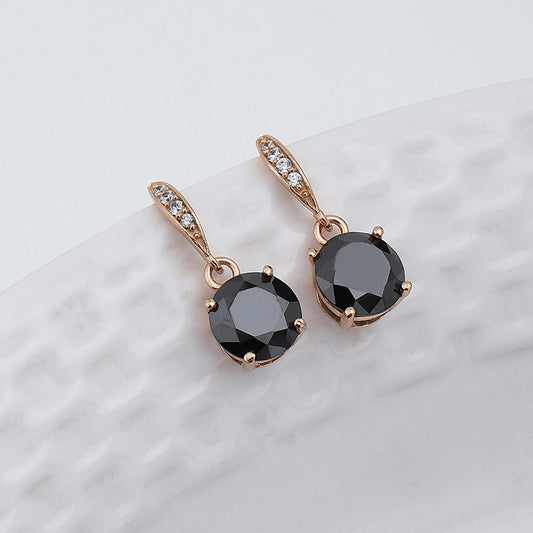 Women'S Rose Gold Western Brass Cubic Zirconia Fish Hook Ear Wire Rose Gold-Polished Single Circular Drop Earrings - Wahe Jewels | Grab2Buy