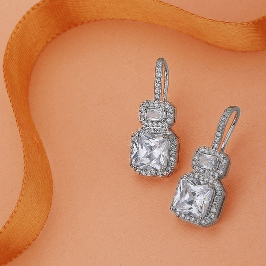 Gold-Polished With Cz Square Stud Earring For Women - Wahe Jewels | Grab2Buy