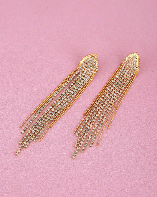 Gold-Polished With Cz Half Hoop Earring - Wahe Jewels | Grab2Buy