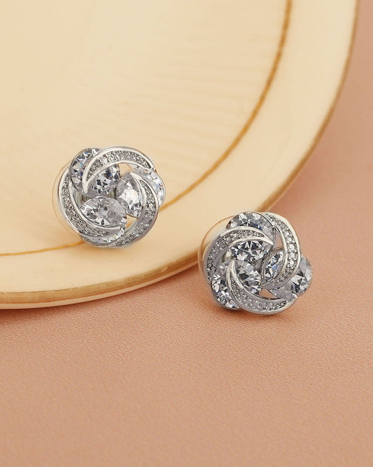 Rose Gold-Polished Cz Circular Stud Earring For Women - Wahe Jewels | Grab2Buy