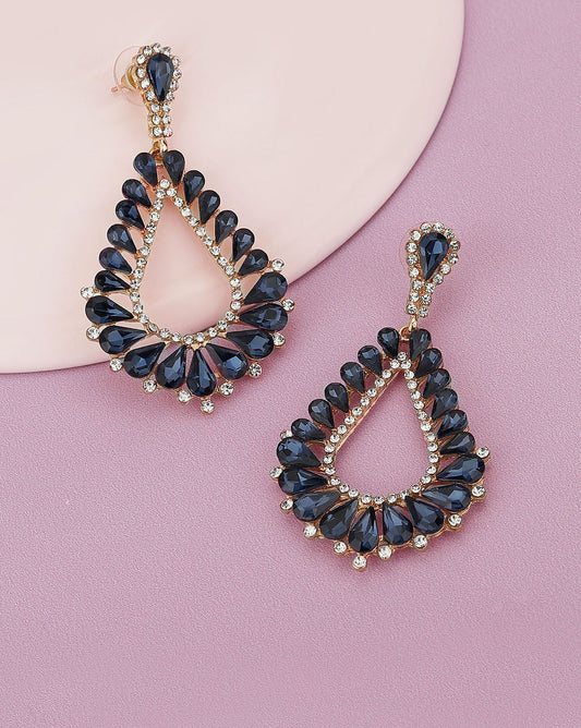 Gold-Polished Fancy Oval Drop Earring For Women - Wahe Jewels Noz2Toz