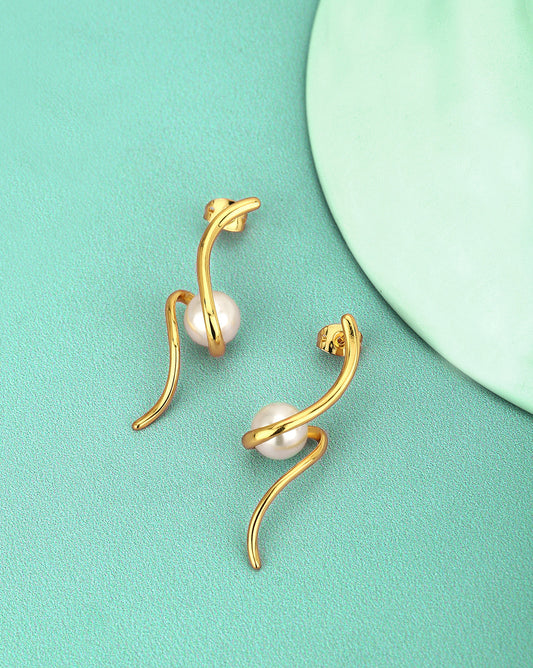 Gold-Polished With Cz Contemporary Stud Earring - Wahe Jewels | Grab2Buy