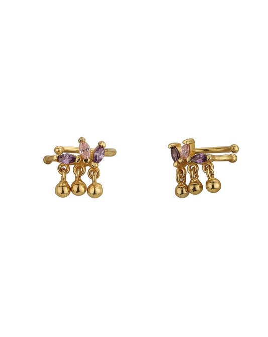 Premium Jewellery - Silver Toned Cz Studded Rhodium - Plated Contemporary Handcrafted Half Hoop Earrings - Wahe Jewels | Grab2Buy