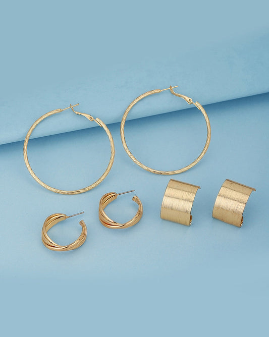 Gold-Polished Cz Fancy Half Hoop Earring For Women - Wahe Jewels | Grab2Buy