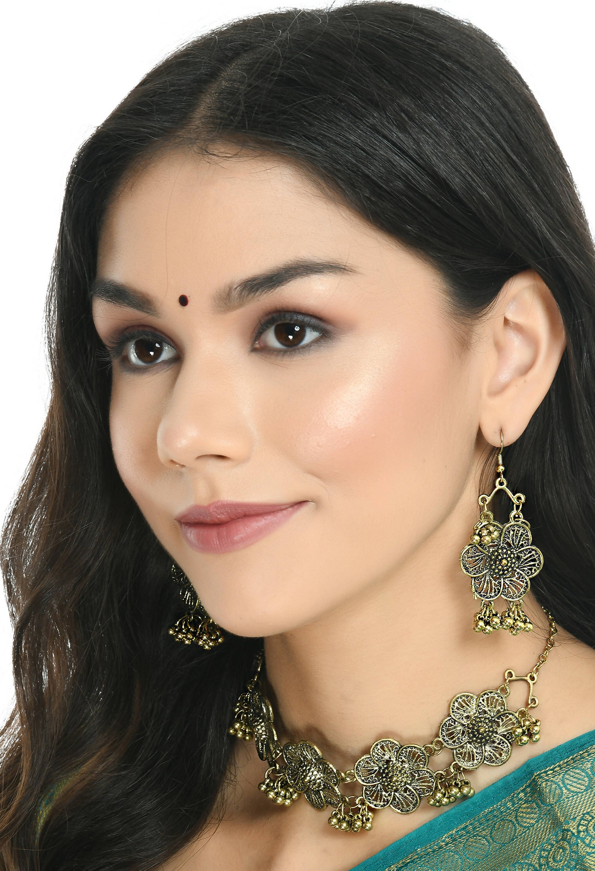 Mominos Fashion Johar Kamal Golden-Plated Brass Finish Floral Desgin Choker For Women - Grab2buy