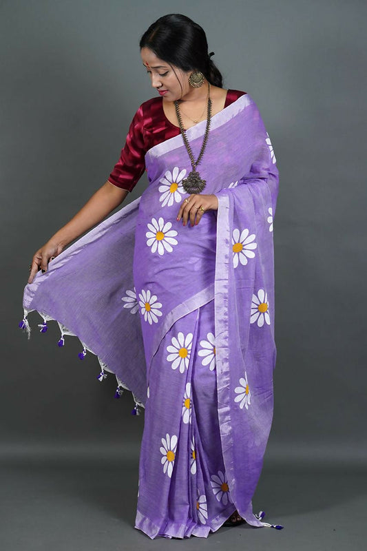 Exclusive Collection Violet Pure Cotton Grab2Buy With Sunflower Design