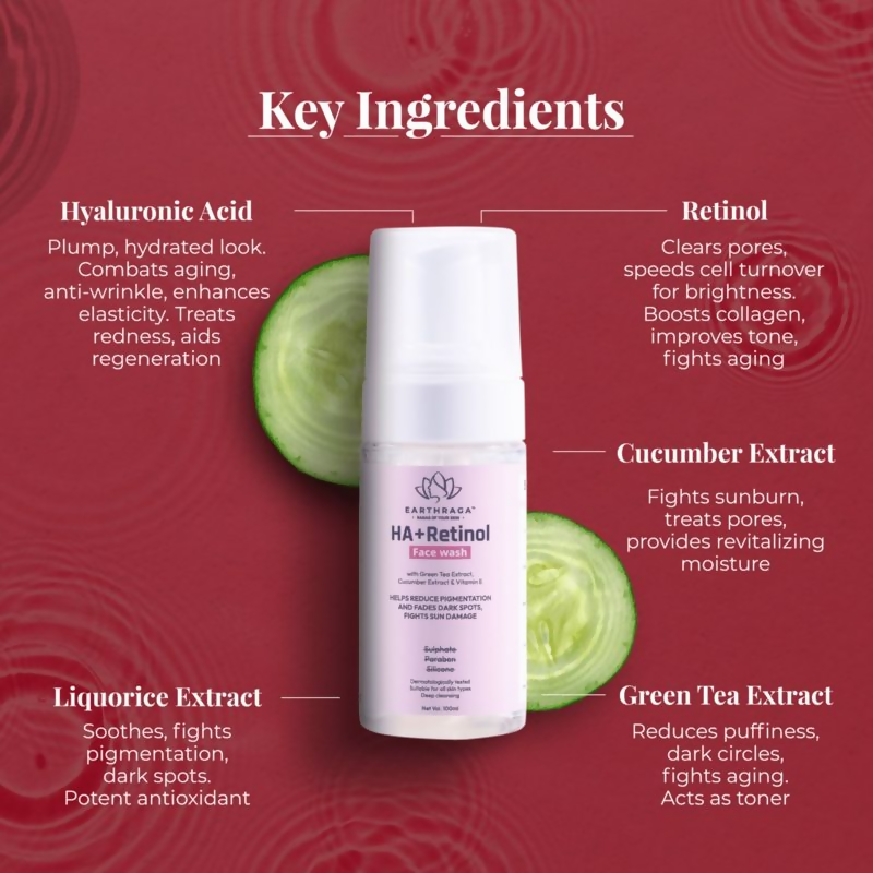 Earthraga HA + Retinol Foaming Face Wash - Grab2buy
