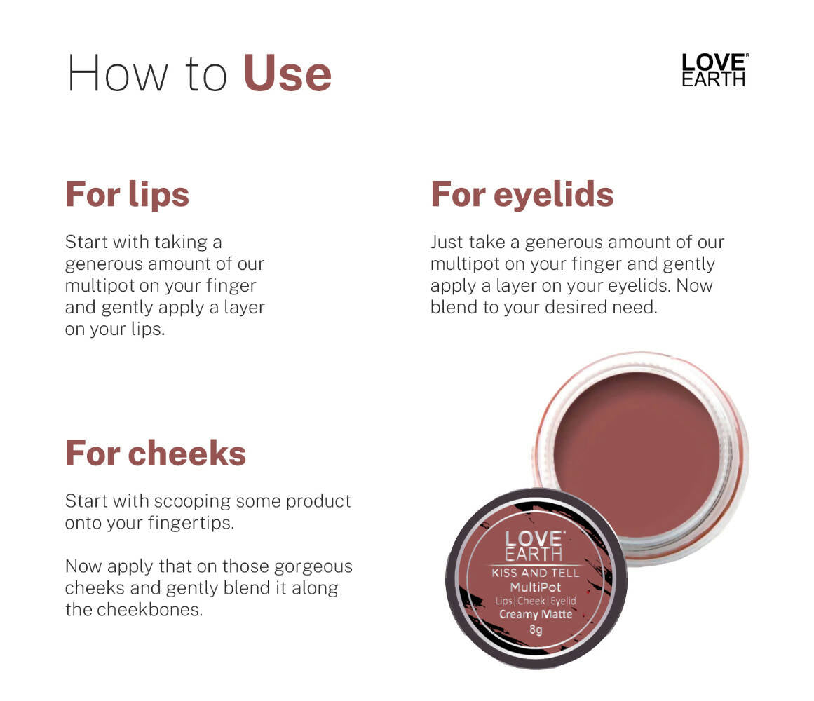 Love Earth Lip Tint & Cheek Tint Multipot-Kiss & Tell - Distacart