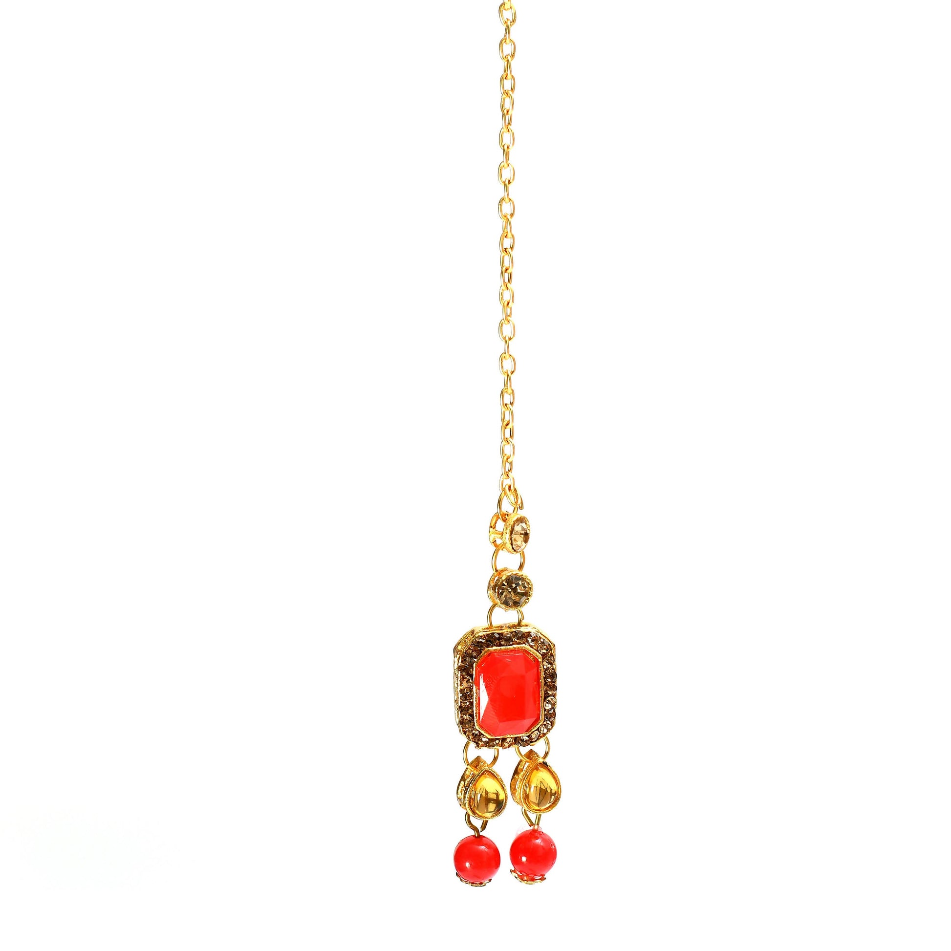 Mominos Fashion Johar Kamal Gold-Plated Brass Finish Kundan/Pearls Choker For Women (Red) - Grab2buy