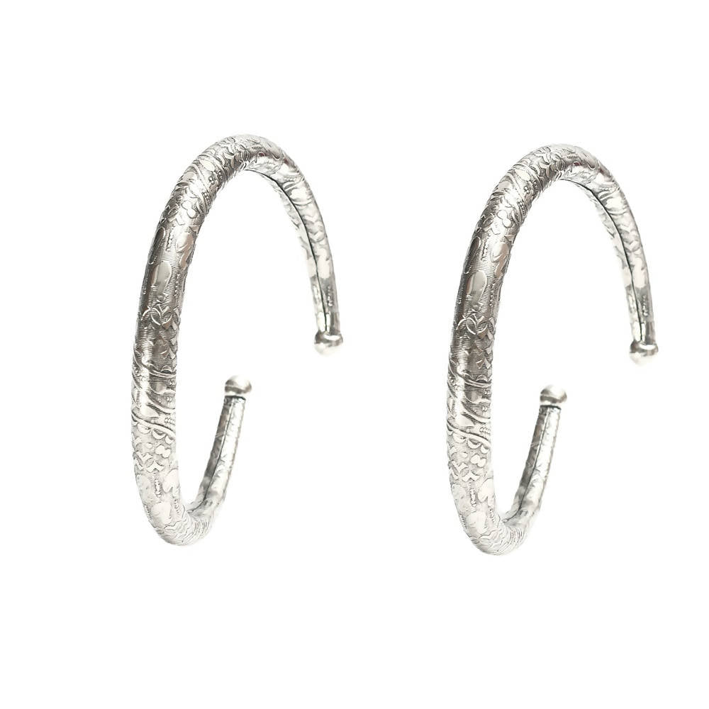 Mominos Fashion Kamal Johar Oxidised Silver Pressing Style Anklets