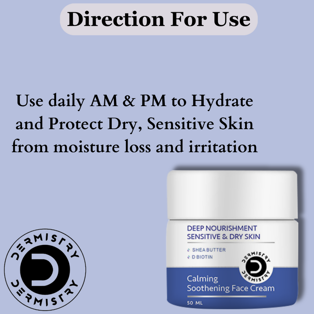 Dermistry Sensitive & Dry Skin Care Deep Nourishment Calming Soothing Face Cream Shea Butter Biotin - Grab2buy