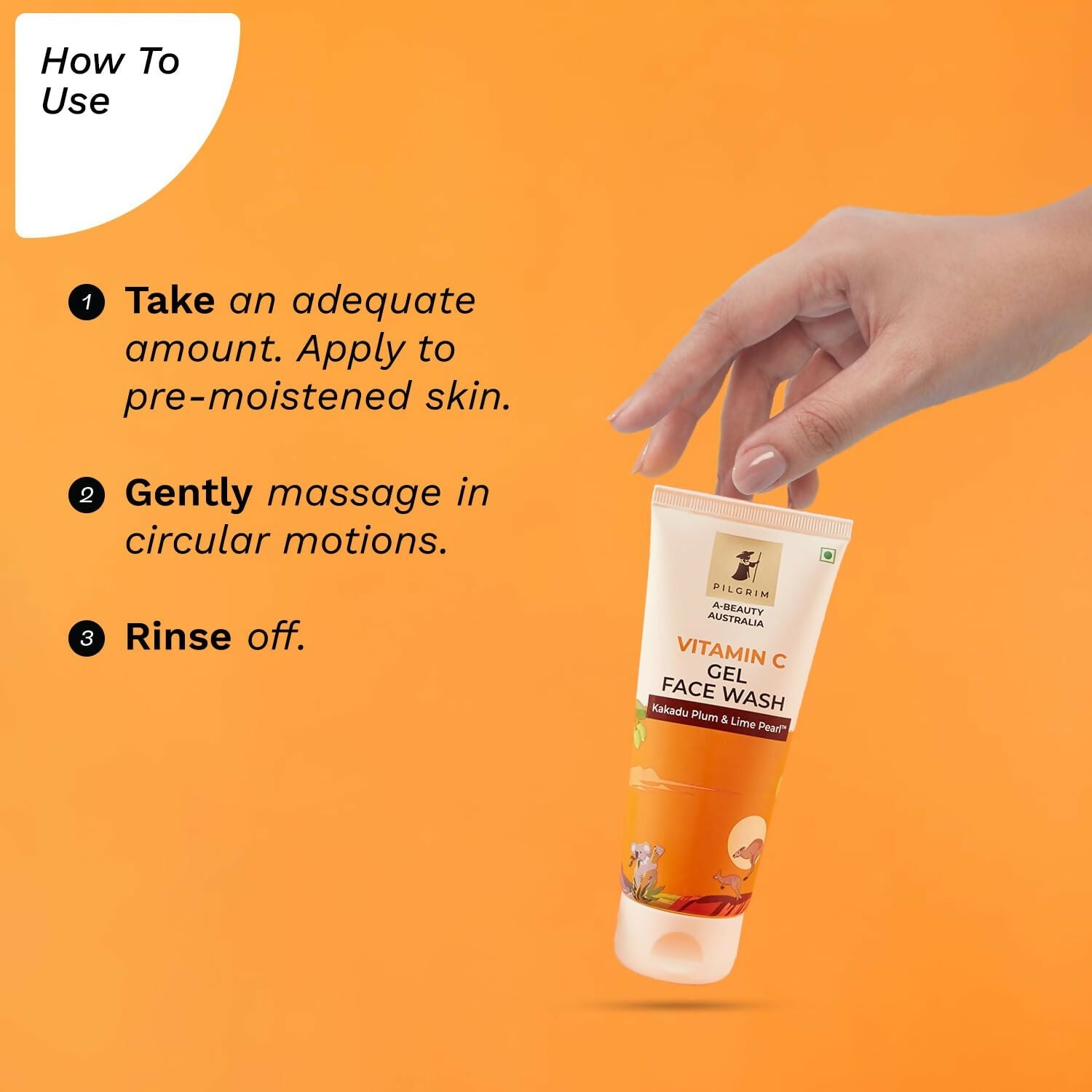 Pilgrim Australian Vitamin C Gel Face Wash For Glowing Skin With Kakadu Plum & Lime Pearl - Grab2buy