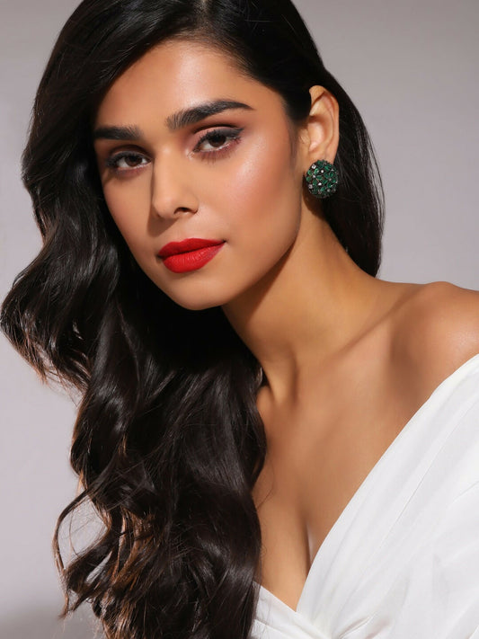Diamond & Green Stone Earrings- Ruby Raang Grab2Buy Ruby Raang Grab2Buy