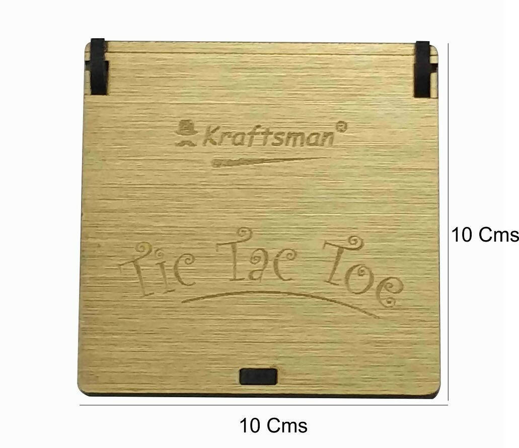 Kraftsman Wooden Tic Tac Toe Portable Game for Kids, Teens and Adults with Golden Mirror Shade Strategy & War Games Board Game - Grab2buy