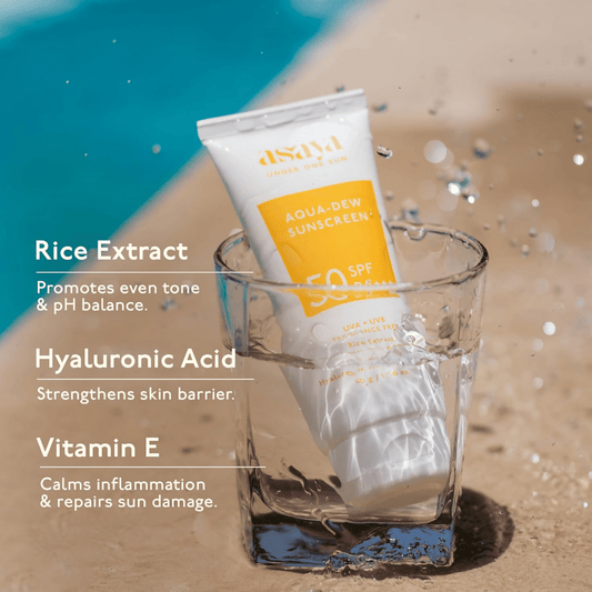 Asaya Aqua Dew Sunscreen SPF 50 PA+++ With Rice Extract For All Skin Types Grab2Buy Asaya Grab2Buy
