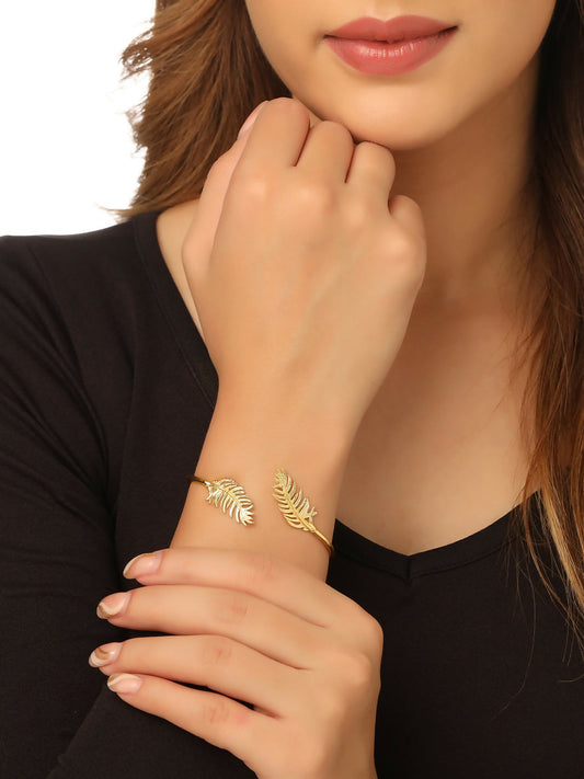 NVR Women Gold-Polished Adjustable Kada Bracelet